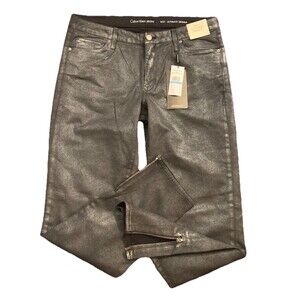 Calvin Klein Jeans Skinny Size 31 Ankle Zip Black Metallic